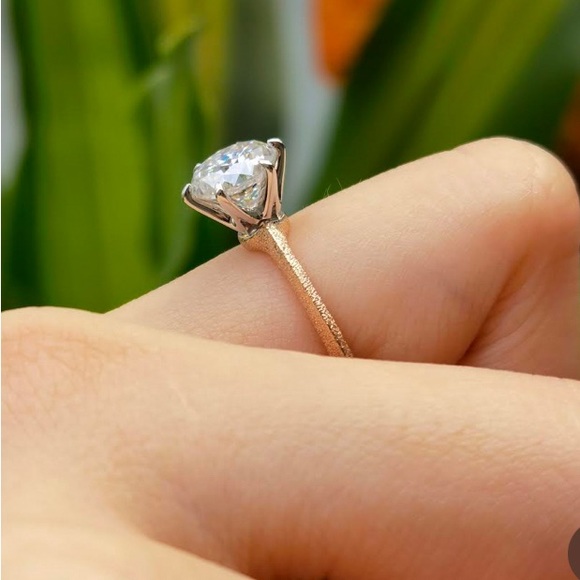 Custom Tiffany style solitaire ring- stardust finish - Picture 3 of 7